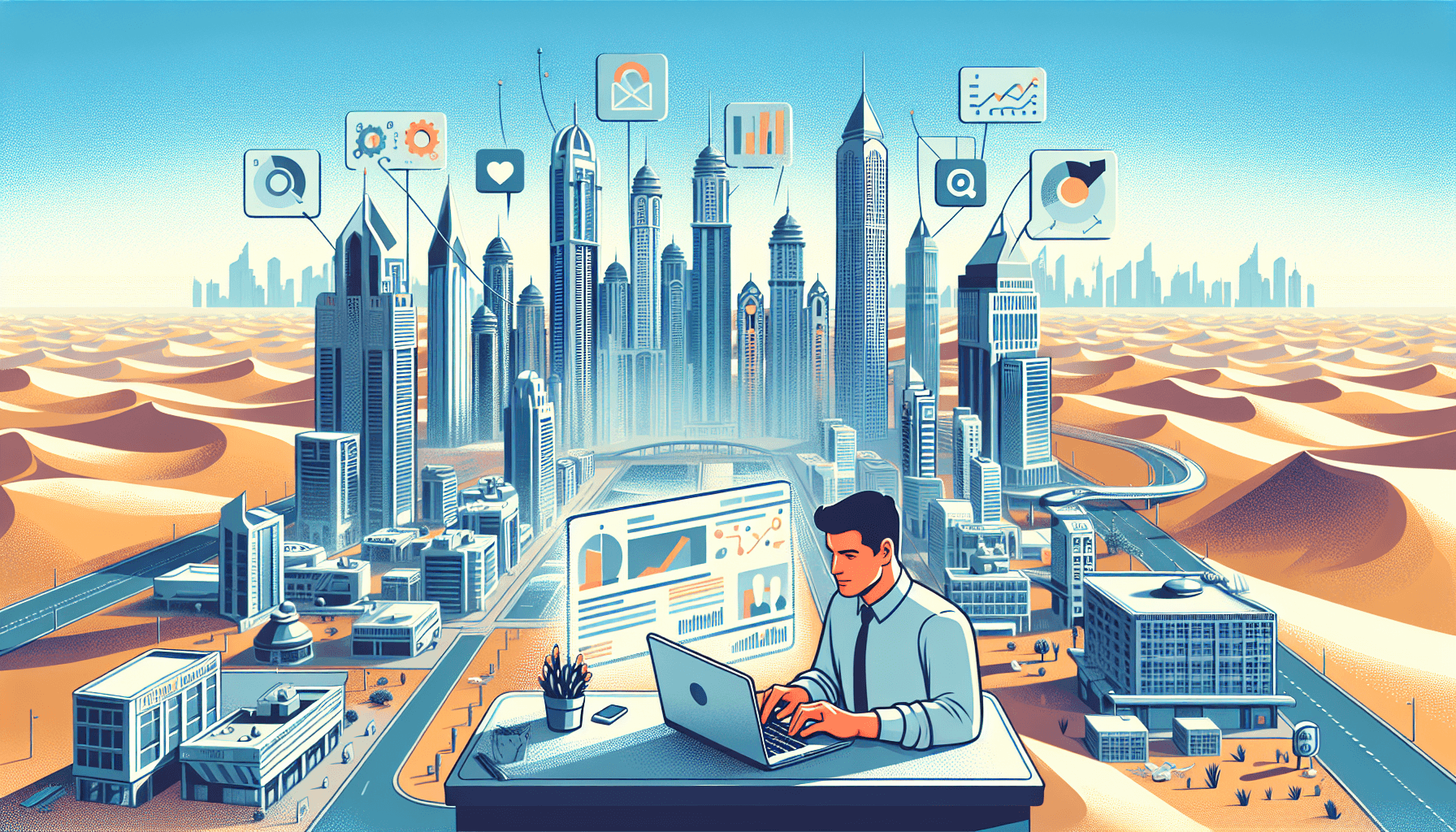 Почему реклама в Шардже не работает: разбор кейсов ОАЭ 1 обложка для статьи про Маркетинг в Дубае: Привлечение клиентов в Эмиратах